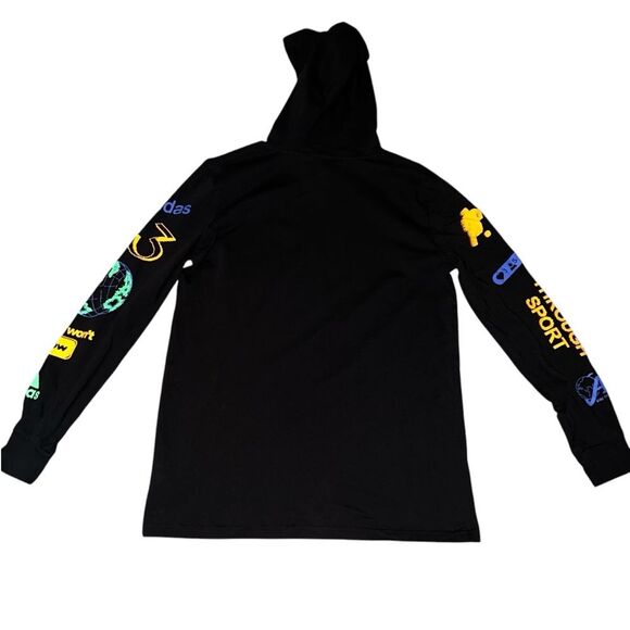 Adidas Hooded Black Long Sleeve T-Shirt Youth Large 14-16 Connected Sports - Picture 2 of 9